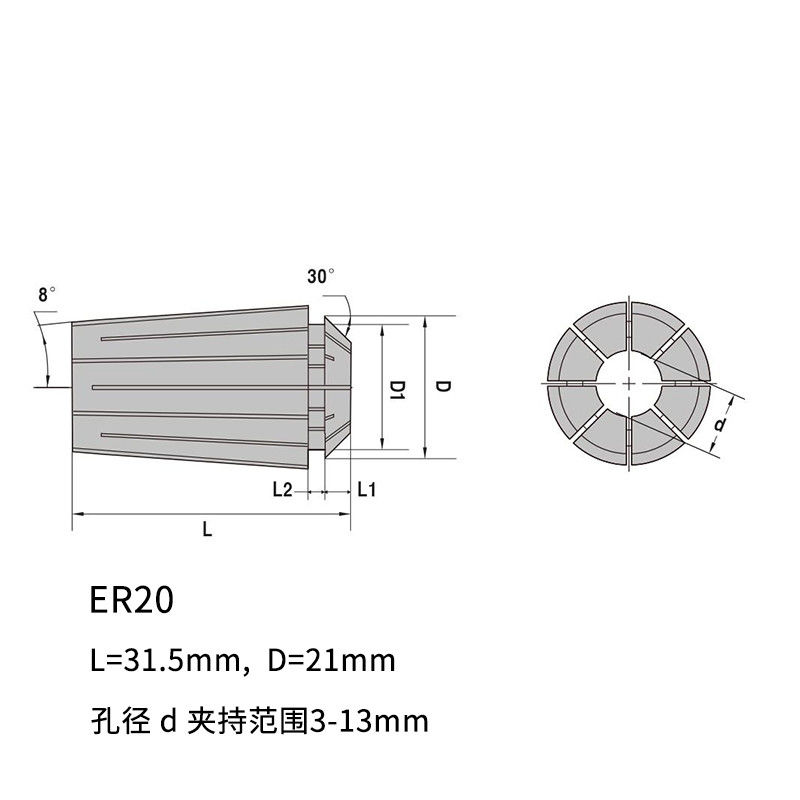دقت بالا ER20 ER Collet چک برای CNC حکاکی آسیاب چرخ دار چک ابزار